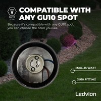 Ledvion 9x Spot à piquer LED – Aluminium – IP65 - 5W - RGBWW - Câble 2M - Anthracite