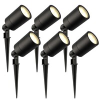 Ledvion 6x Spot à piquer LED – Aluminium - IP65 - 5W - 2700K - Câble 1M - Noir