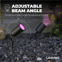 Ledvion 3x Spot à piquer LED – Aluminium - IP65 - 4,9W - RGB+CCT - Câble 1M - Noir