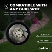 Ledvion 9x Spot à piquer LED – Aluminium - IP65 - 4,9W - RGB+CCT - Câble 1M - Noir