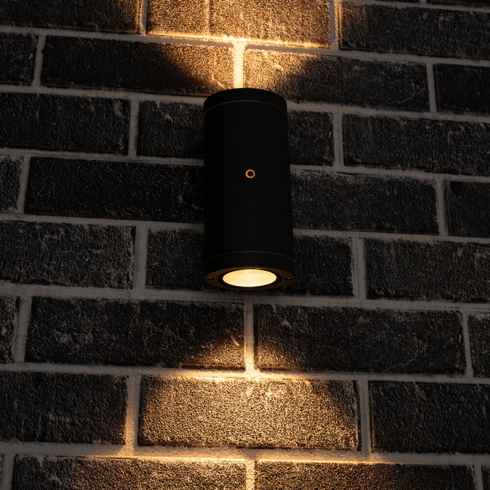 Lampesonline Applique Murale LED avec Capteur - Avalon Anthracite - Up Down - 2x GU10  - IP44