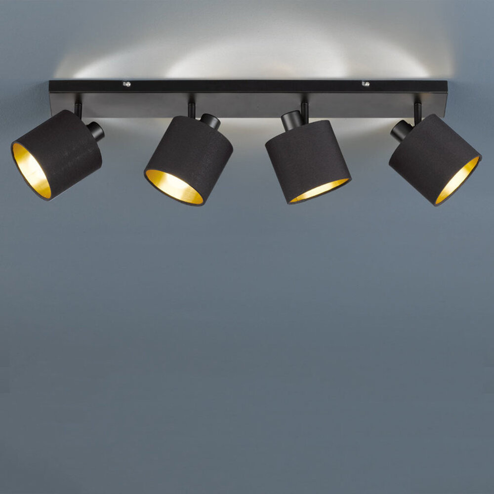 Trio Lighting Spot Plafonnier LED Tommy 4 Lampes - Inclinable - Raccord E14 - Noir