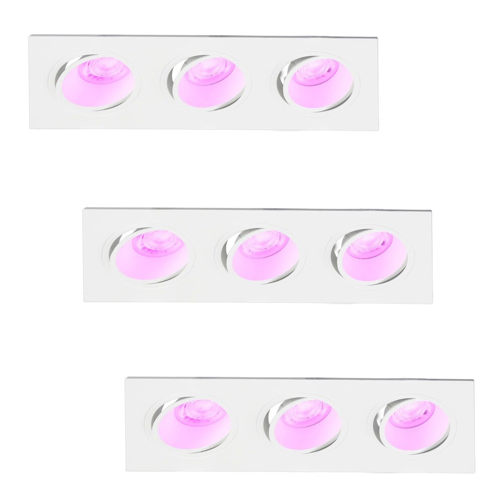 Lampesonline Spot Encastrable LED Dimmable Triple - Rectangle - 4,9W - RGB+CCT - Blanc