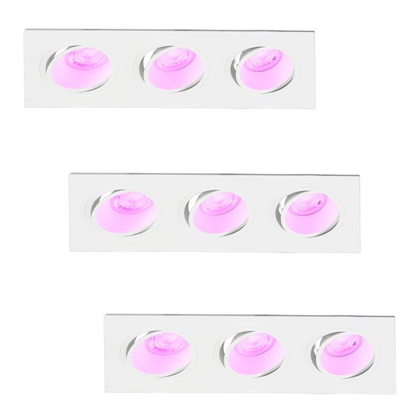 Lampesonline Spot Encastrable LED Dimmable Triple - Rectangle - 4,9W - RGB+CCT - Blanc