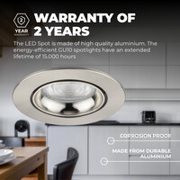 Ledvion Spot Encastrable LED - Dimmable - Inox - Rio - 3W - 2700K - Ø85mm - 3 pièces