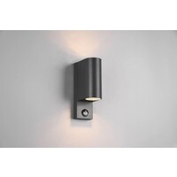 Trio Lighting Applique Murale d'extérieur LED avec Capteur -  Deux Faces  - GU10 - IP44 - Ronde - Roya - Anthracite