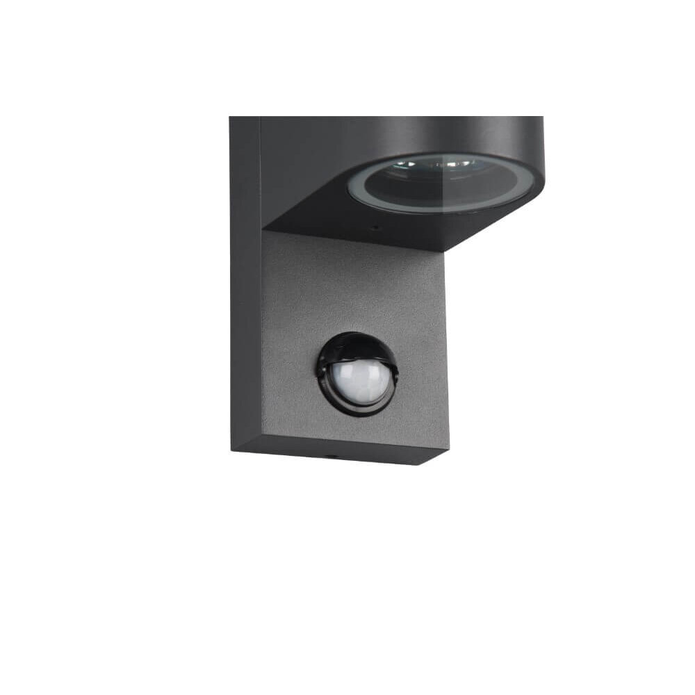 Trio Lighting Applique Murale d'extérieur LED avec Capteur -  Deux Faces  - GU10 - IP44 - Ronde - Roya - Anthracite