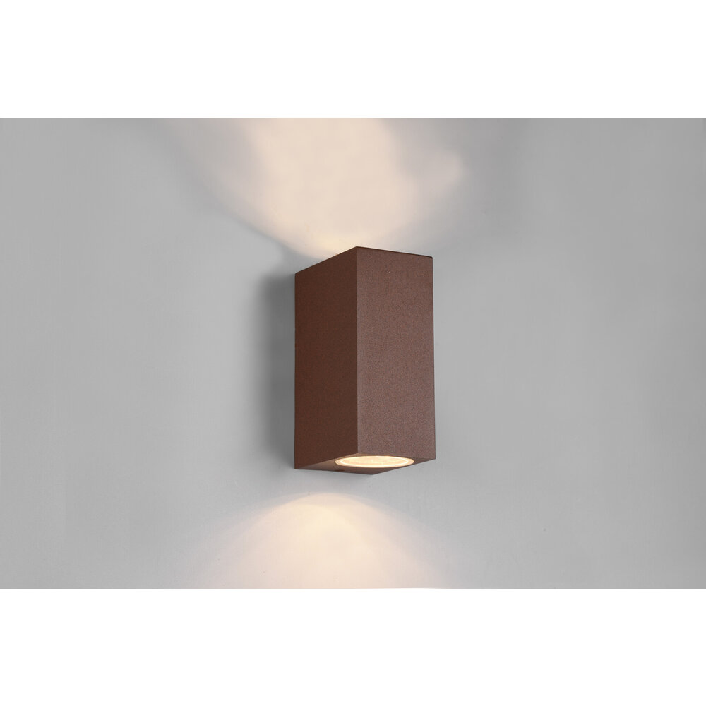 Trio Lighting Applique Murale d'extérieur LED - Deux Faces  - GU10 - IP44 - Cube - Roya - Couleur Rouille