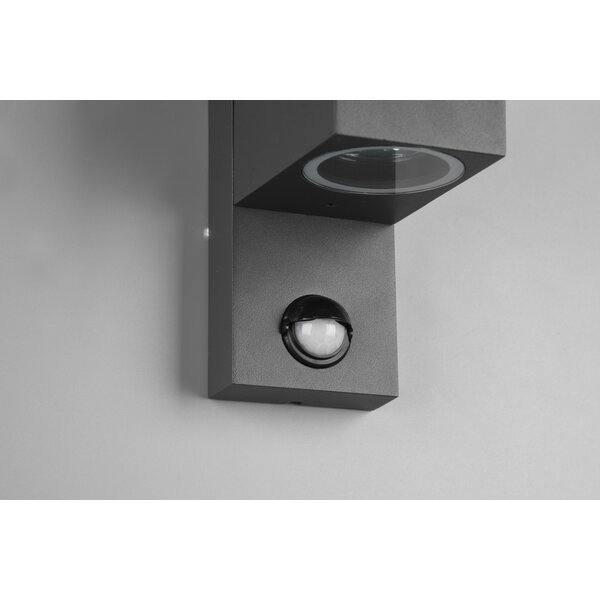 Trio Lighting Applique Murale d'extérieur LED avec Capteur -  Deux Faces  - GU10 - IP44 - Cube - Roya - Anthracite