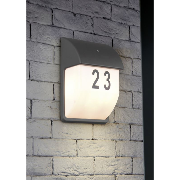 Trio Lighting Numéro de Maison Lumineux LED avec Capteur - E14 - IP44 - Mersey - Anthracite