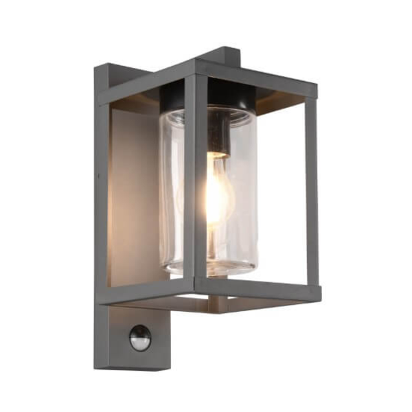 Trio Lighting Applique Murale d'extérieur LED avec Capteur - E27 - IP44 - Lunga - Anthracite