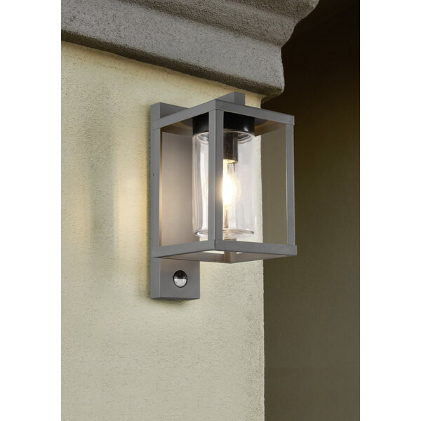 Trio Lighting Applique Murale d'extérieur LED avec Capteur - E27 - IP44 - Lunga - Anthracite