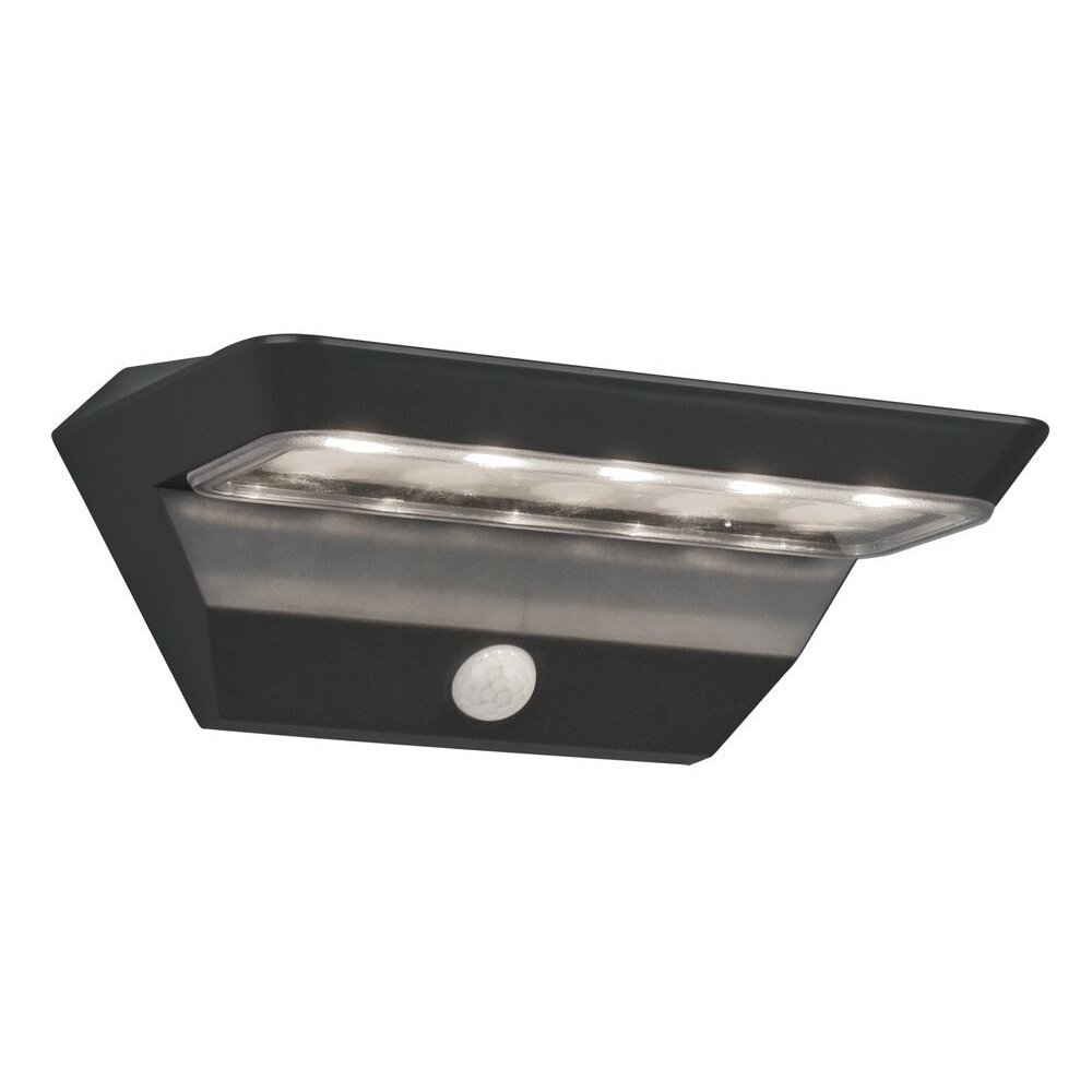 Trio Lighting Applique Murale Solaire d'extérieur LED avec Capteur de Mouvement - 3000K - 5W - IP44 - Mendosa - Anthracite