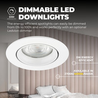 Ledvion Spot Encastrable LED - Dimmable - Blanc - Rio - 5W - 4000K - Ø85mm - 3 pièces