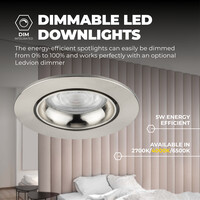 Ledvion Spot Encastrable LED - Dimmable - Inox - Rio - 5W - 4000K - Ø85mm - 3 pièces