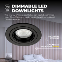 Ledvion Spot Encastrable LED - Dimmable - Noir - Tokyo - 5W - 6500K - Ø92mm