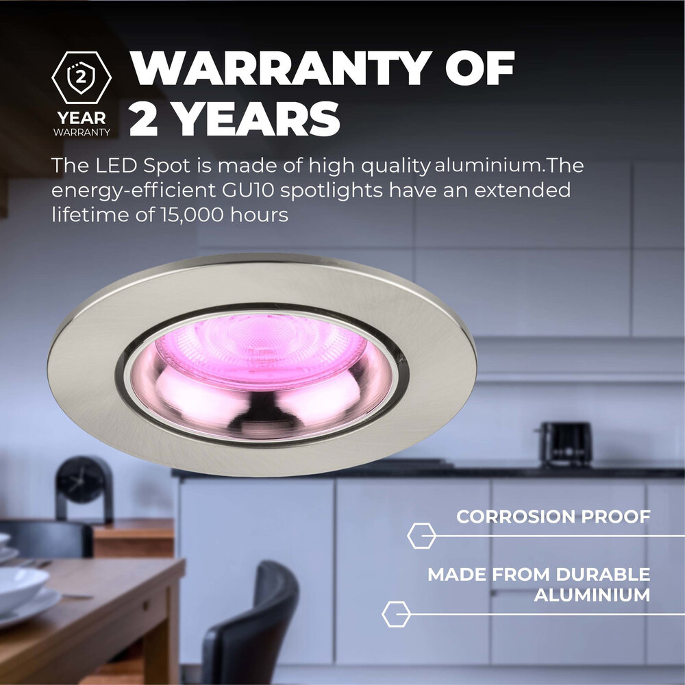 Ledvion LED Spot Encastrable Inox - Rio - Smart WiFi - Dimmable - RGB+CCT - 3 pièces