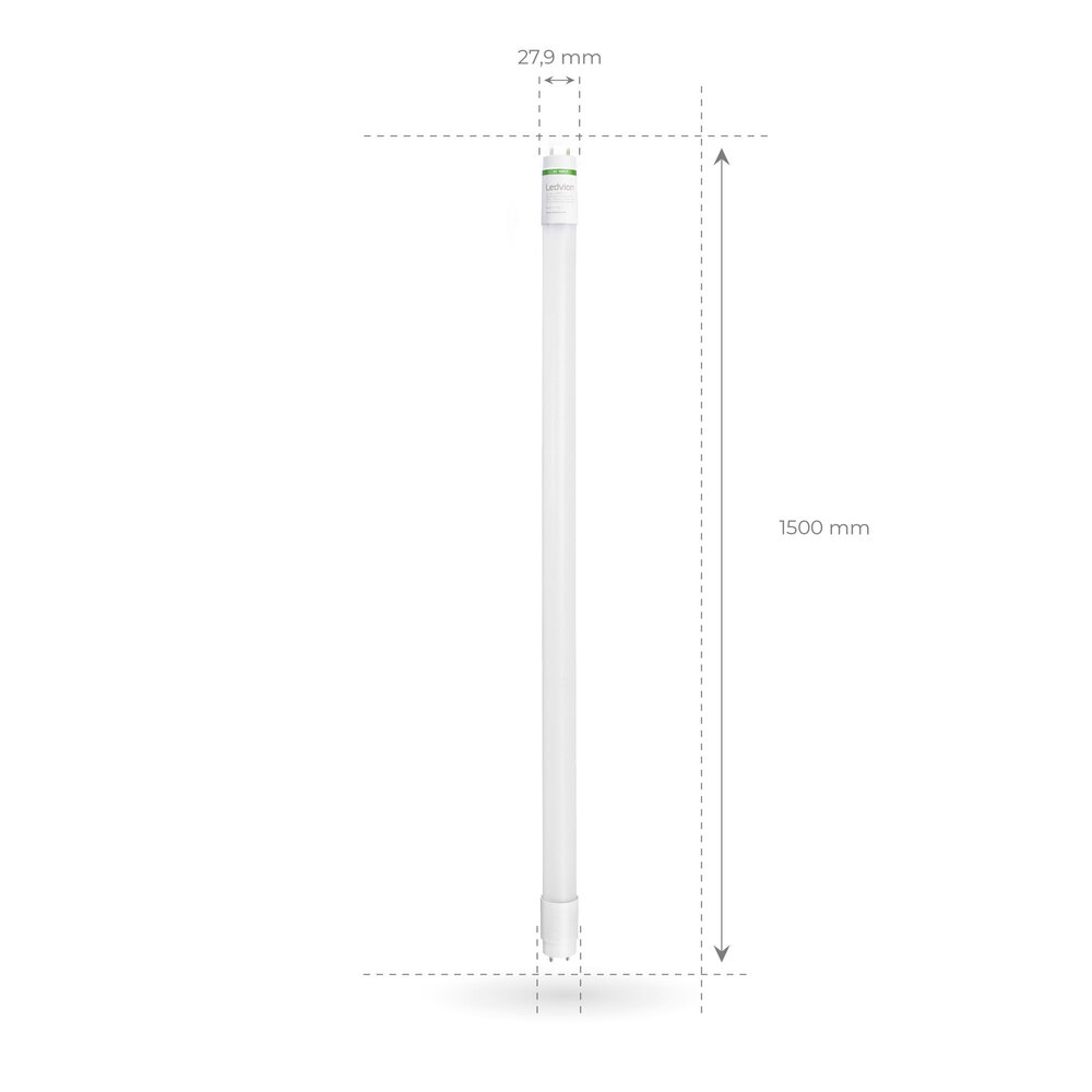 Ledvion Tube néon LED 150CM - 28W - 6500K - 185 Lm/W - Haute efficacité - Label énergétique B