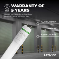 Ledvion Tube néon LED 120CM - 18W - 6500K - 185 Lm/W - Haute efficacité - Label énergétique B