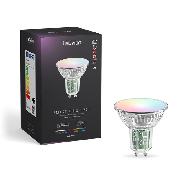 Ledvion 6x Smart RGB+CCT GU10 Ampoule LED Dimmable - Wifi - 4,9W - 6 pièces