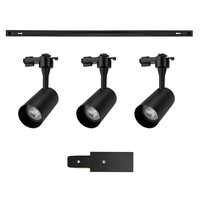 Lampesonline 1m LED Spot sur rail avec 3 luminaires - Dimmable - Rail Monophasé - Noir