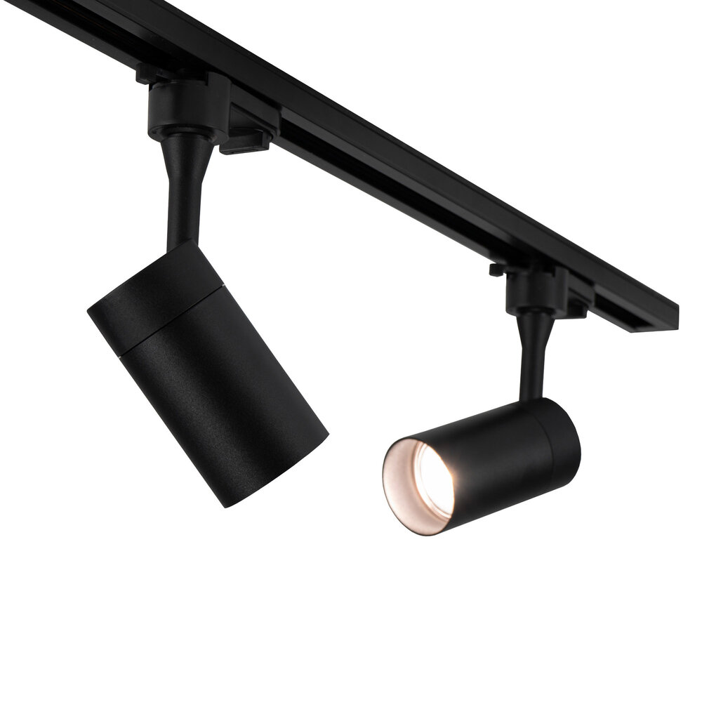 Lampesonline 1m LED Spot sur rail avec 4 luminaires - Dimmable - Rail Monophasé - Noir