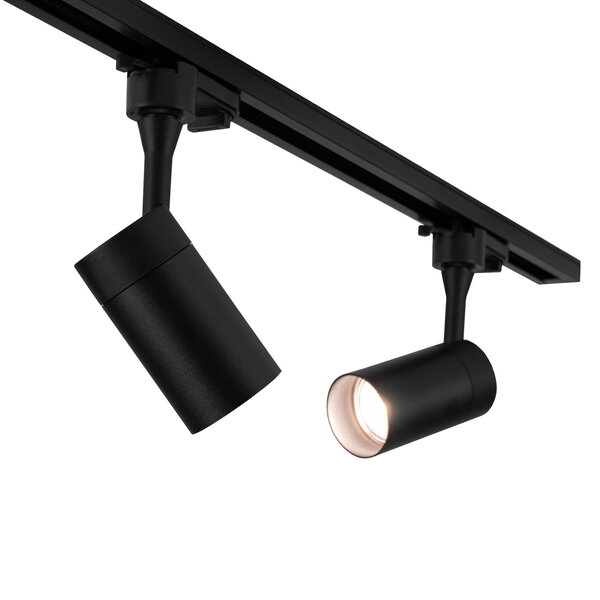 Lampesonline 2m LED Spot sur rail avec 4 luminaires - Dimmable - Rail Monophasé - Noir