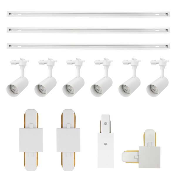 Lampesonline 3m LED Spot sur rail avec 6 luminaires - Dimmable - Rail Monophasé - Blanc