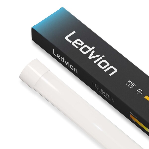 Ledvion Réglette LED Batten 60 cm - Puces LED Samsung - 15W - 140lm/W - 6500K - 5 ans de garantie