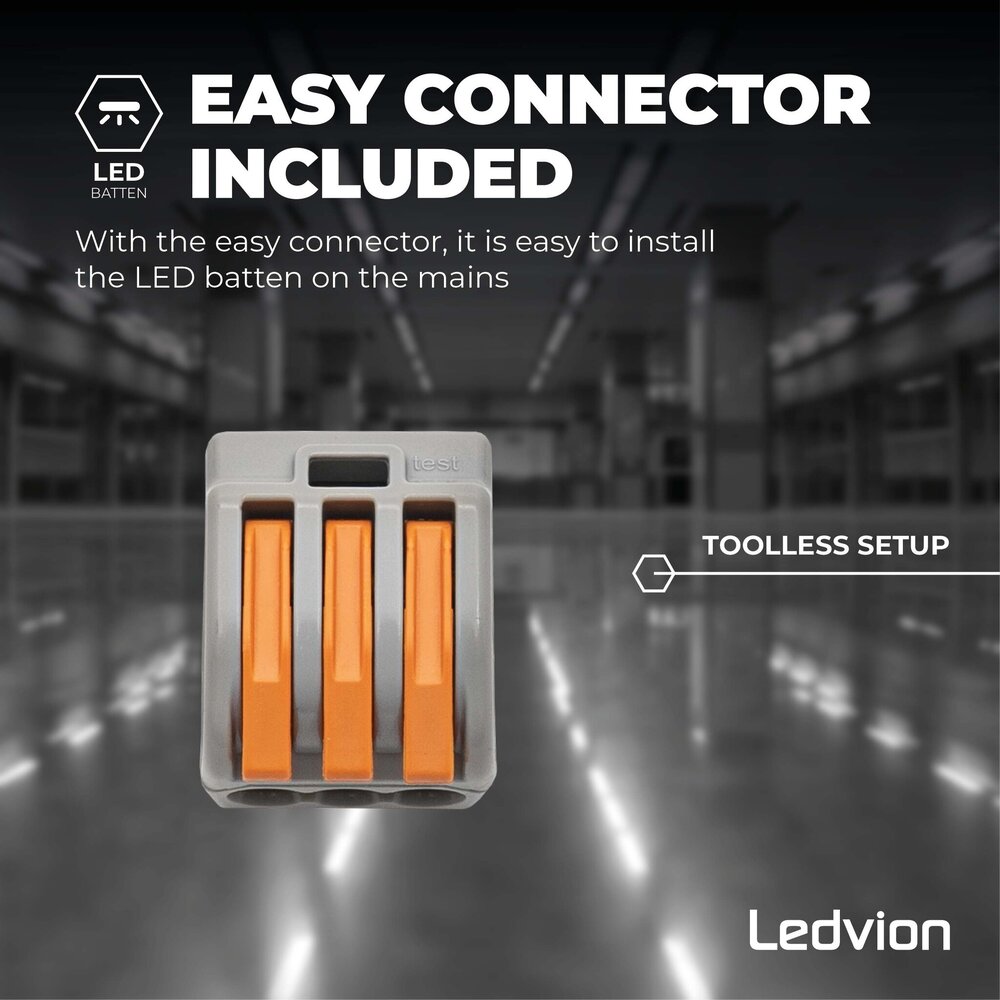 Ledvion Réglette LED Batten 120 cm - Puces LED Samsung - 30W - 140lm/W - 6500K - 5 ans de garantie