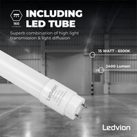 Ledvion Réglette LED avec Capteur 150CM - 15W - 6500K - IP65 - avec tube fluorescent LED