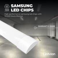 Ledvion Réglette LED 150cm - Samsung LED - 40W - 6500K - Blanc Froid - 5 ans de garantie