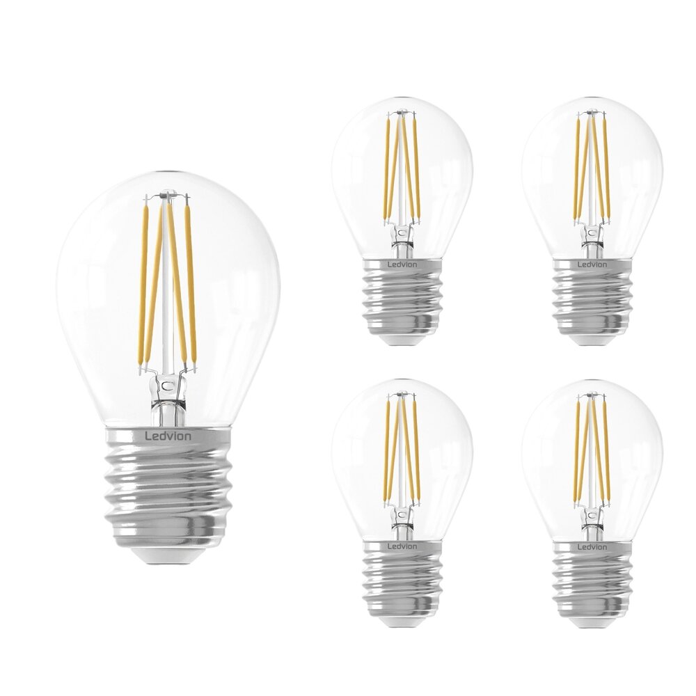 Ledvion 5x Ampoule LED E27 Filament -  1W - 2100K - 50 Lumen - Clair