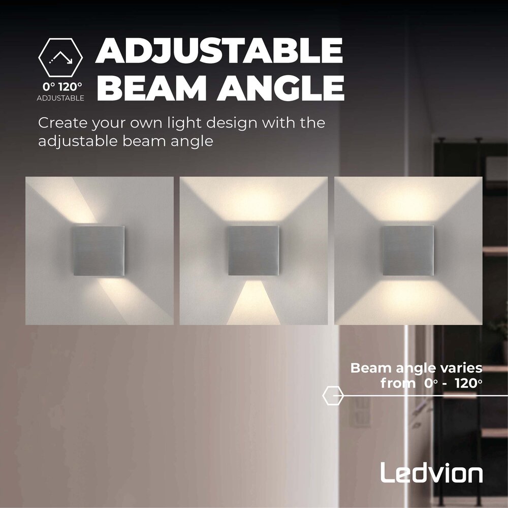 Ledvion Applique murale extérieure LED - Acier Inox – Dimmable – Deux faces – 2700K – 3,5W