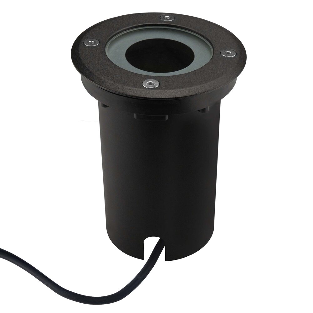 Ledvion Spot encastrable de sol - Noir - Ronde - IP67 - GU10 - 1m de câble