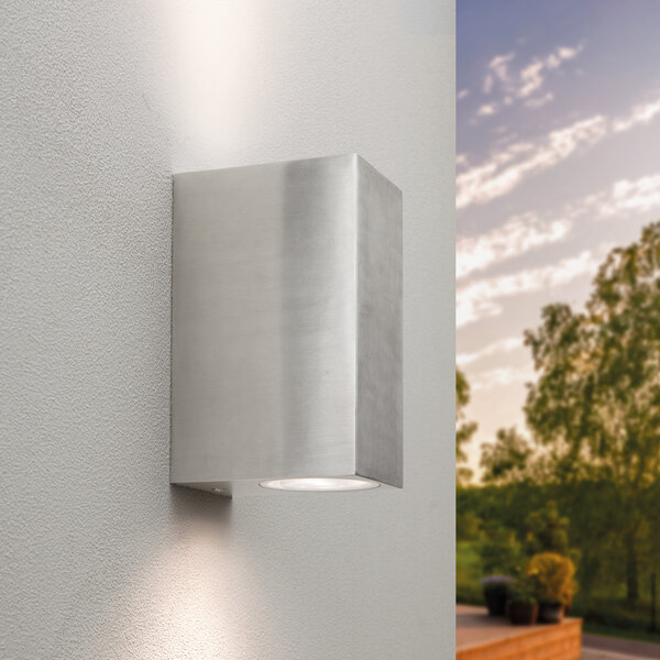 Ledvion Applique murale extérieure – Cube - Acier Inox – Deux faces