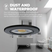 Ledvion Spot Encastrable LED Noir - Dimmable - IP65 - 5W - CCT - ø75mm - 5 ans de garantie - Convient pour la salle de bain