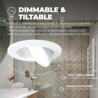 Ledvion Spot Encastrable LED Blanc - Dimmable - IP65 - 5W - CCT - ø75mm - 5 ans de garantie - Convient pour la salle de bain