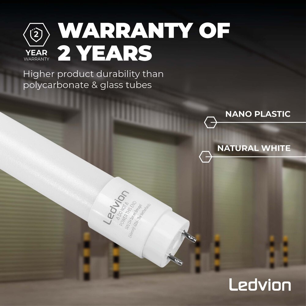 Ledvion Tube néon LED 60CM - LumiLEDs - 7W - 4000K - 1120 Lumen - Haute efficacité