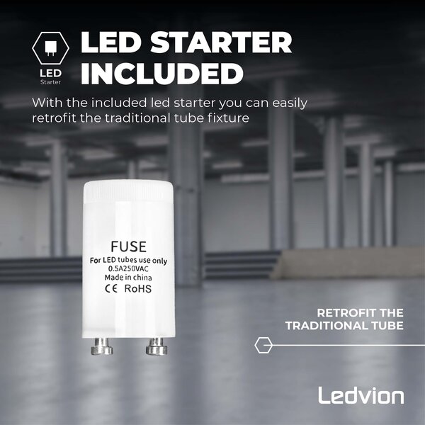 Ledvion Tube néon LED 60CM - LumiLEDs - 7W - 6500K - 1120 Lumen - Haute efficacité
