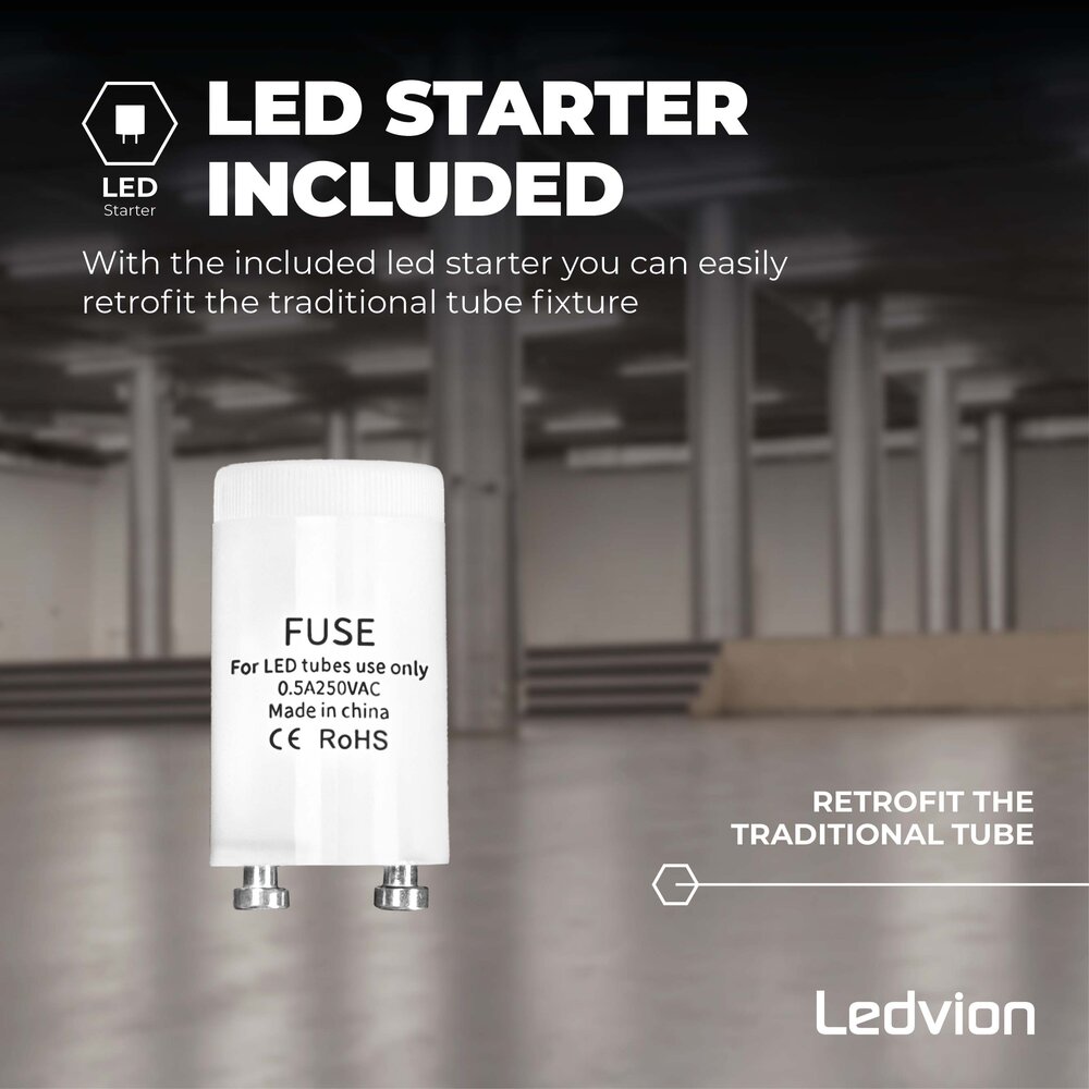 Ledvion Tube néon LED 120CM - LumiLEDs - 12W - 4000K - 1920 Lumen - Haute efficacité