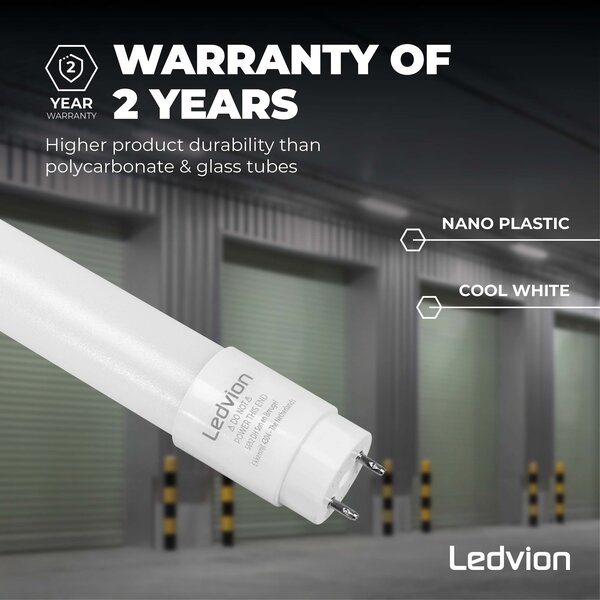 Ledvion Tube néon LED 120CM - LumiLEDs - 12W - 6500K - 1920 Lumen - Haute efficacité