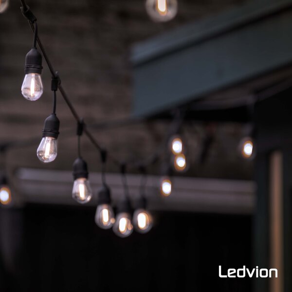 Ledvion 5m Guirlande Guinguette LED + câble de connexion 3m - IP65 - Liable - Avec 5 lampes LED