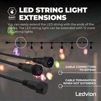 Ledvion 25m Guirlande Guinguette LED + câble de connexion 3m - IP65 - Liable - Avec 30 lampes LED