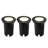 Ledvion 3x Spot encastrable de sol LED - Noir - Ronde - IP67 - 5W - 4000K - Câble 1M