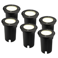 Ledvion 6x Spot encastrable de sol LED - Noir - Ronde - IP67 - 5W - 4000K - Câble 1M