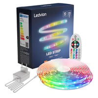 Ledvion Ruban LED Dimmable - 10 Mètres - RGB + 3000K - 24V - 23W - Prêt à l'emploi