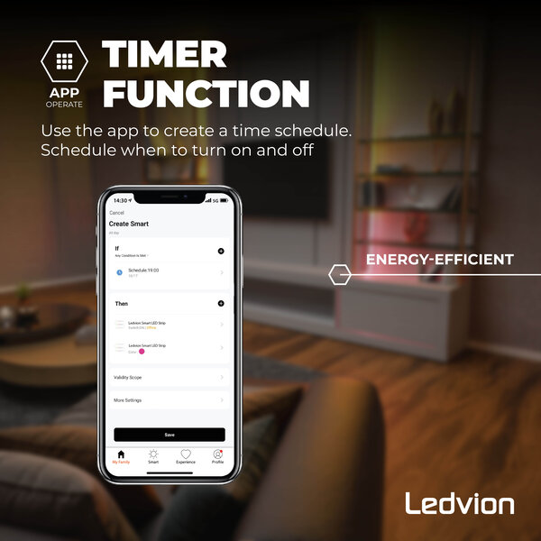 Ledvion Smart Ruban LED Dimmable - 5 Mètres - RGB + CCT - 24V - 12W - Prêt à l'emploi