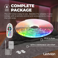 Ledvion Ruban LED Dimmable - 5 Mètres - RGB + 3000K - 24V - 13W - Prêt à l'emploi