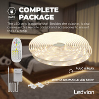 Ledvion Ruban LED Dimmable - 10 Mètres - 3000K-6500K - 24V - 24W - Prêt à l'emploi